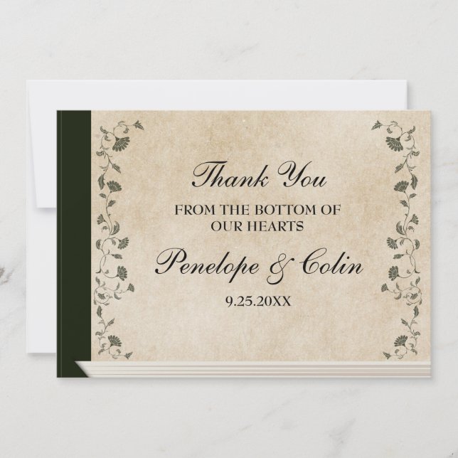 Tarjeta De Agradecimiento Elegante Boda de la cubierta del libro de la bibli (Anverso)