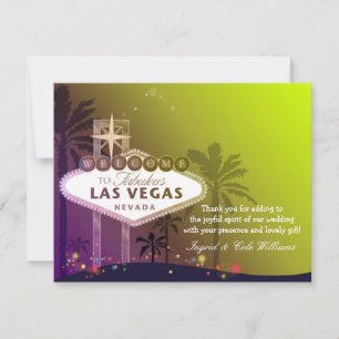 Tarjeta De Agradecimiento Elegante Boda de Las Vegas Gracias