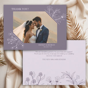 Tarjeta De Agradecimiento Elegante Boda de Lavanda Floral