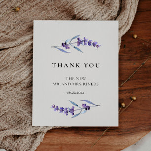 Tarjeta De Agradecimiento Elegante boda de lavanda floral