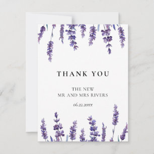 Tarjeta De Agradecimiento Elegante boda de lavanda floral