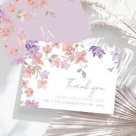 Tarjeta De Agradecimiento Elegante boda de lavanda rosa caprichosa de flores