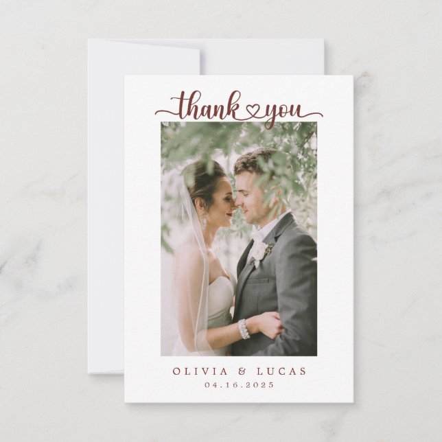 Tarjeta De Agradecimiento Elegante Boda de marco de flor Naranja (Anverso)