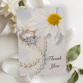 Tarjeta De Agradecimiento Elegante Boda de margarita blanca plana Gracias No