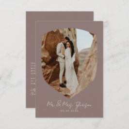 Tarjeta De Agradecimiento Elegante Boda de Mauve de fotos enmarcadas a mano