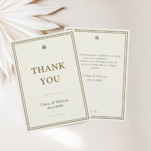 Tarjeta De Agradecimiento Elegante Boda de mensajes Personalizado de marfil