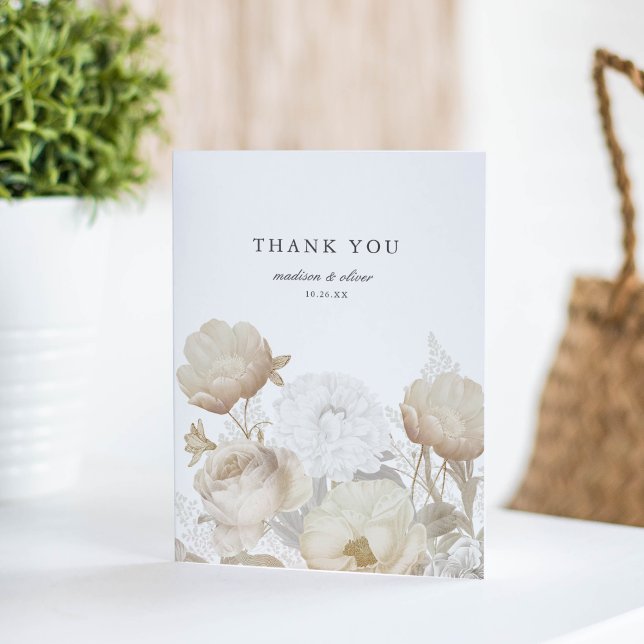 Tarjeta De Agradecimiento Elegante Boda de Moda blanca floral (Subido por el creador)