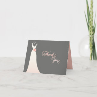 Tarjeta De Agradecimiento Elegante Boda de Moda con ducha de novias