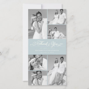 Tarjeta De Agradecimiento Elegante Boda de Moda de fotos de banda azul de vi
