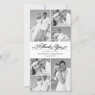 Tarjeta De Agradecimiento Elegante Boda de Moda de fotos de banda blanca de 