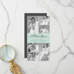 Tarjeta De Agradecimiento Elegante Boda de Moda de fotos de la banda Mint Sc