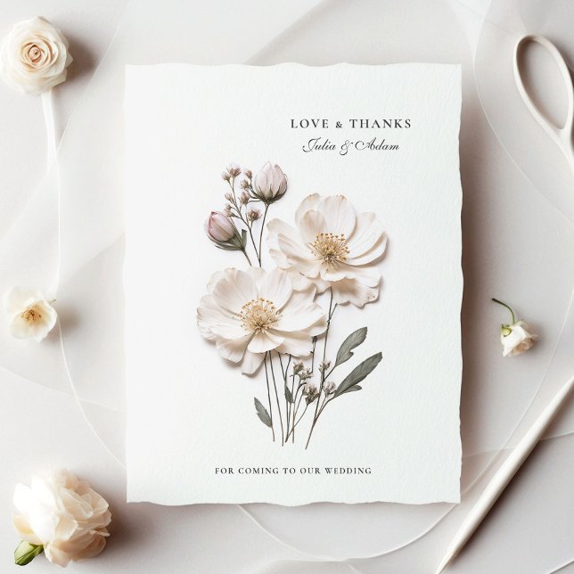 Tarjeta De Agradecimiento Elegante Boda de Moda de Rosas Blancas Gracias Tar (Subido por el creador)