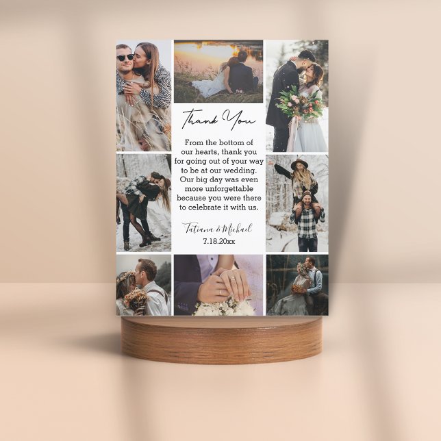 Tarjeta De Agradecimiento elegante boda de moda moderna de collage de 8 foto (Subido por el creador)