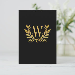 Tarjeta De Agradecimiento Elegante Boda de Moda moderna de Hoja de Oro Negro