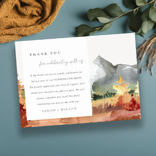 Tarjeta De Agradecimiento Elegante Boda de Naranja de otoño de  de árboles d