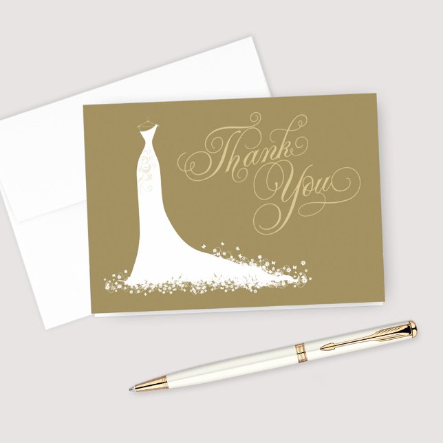 Tarjeta De Agradecimiento Elegante Boda de Oro Antiguo Ducha Bridal (Subido por el creador)