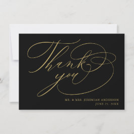 Tarjeta De Agradecimiento Elegante Boda de Oro Moderno Script