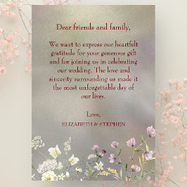 Tarjeta De Agradecimiento Elegante Boda de otoño floral Gracias Cartas