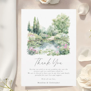 Tarjeta De Agradecimiento Elegante Boda de paisajes de verano en el jardín a