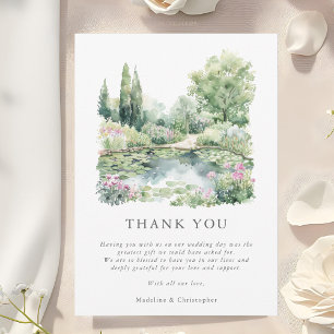 Tarjeta De Agradecimiento Elegante Boda de paisajes de verano en el jardín a