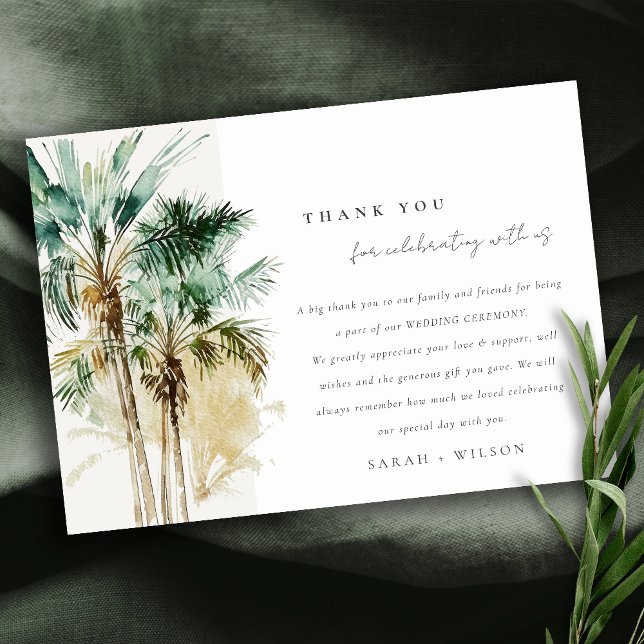 Tarjeta De Agradecimiento Elegante Boda de Palm Trees Tropicales (Subido por el creador)
