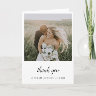 Tarjeta De Agradecimiento Elegante Boda de pareja moderna Gracias Cursiva