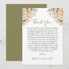 Tarjeta De Agradecimiento Elegante Boda de Pearl White y Rosa de Marfil