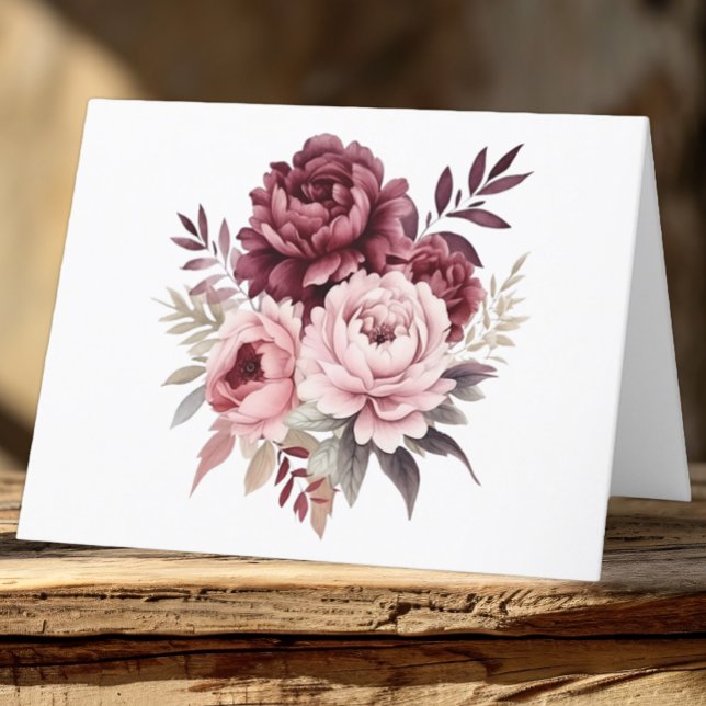 Tarjeta De Agradecimiento Elegante Boda de Peonía Floral Borgoña (Subido por el creador)