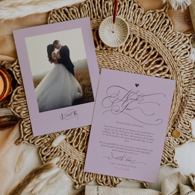 Tarjeta De Agradecimiento Elegante Boda de Plum de Tipografía de Guión (Subido por el creador)