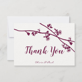 Tarjeta De Agradecimiento Elegante Boda de ramas de flores silvestres de cir