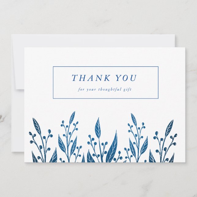 Tarjeta De Agradecimiento Elegante Boda de Relieve metalizado azul de la Mar (Anverso)