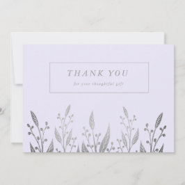 Tarjeta De Agradecimiento Elegante Boda de Relieve metalizado fino plateado