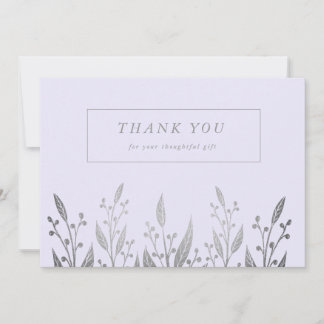 Tarjeta De Agradecimiento Elegante Boda de Relieve metalizado fino plateado