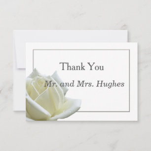 Tarjeta De Agradecimiento Elegante boda de rosa blanco y plata Gracias