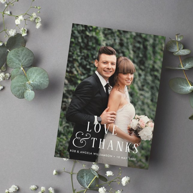 Tarjeta De Agradecimiento Elegante boda de superposición de fotos de novias  (Subido por el creador)