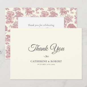Tarjeta De Agradecimiento Elegante Boda de tela de caballo rosa de Moda de é