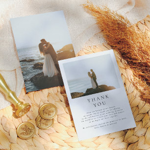 Tarjeta De Agradecimiento Elegante Boda de tipografía mínima. Gracias.