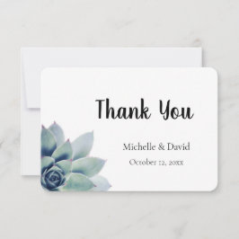 Tarjeta De Agradecimiento Elegante Boda de Tipografía Suculenta de Verdor