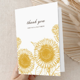 Tarjeta De Agradecimiento Elegante Boda de verano de girasoles amarillos