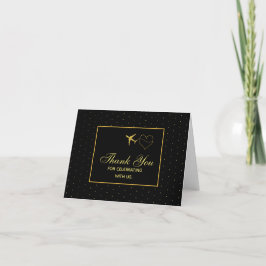 Tarjeta De Agradecimiento Elegante Boda de viajes de oro negro gracias