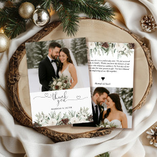 Tarjeta De Agradecimiento Elegante Boda de Winter Pine