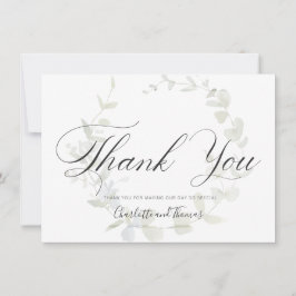 Tarjeta De Agradecimiento Elegante Boda de Wreath Greenery Gracias
