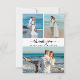 Tarjeta De Agradecimiento Elegante Boda del Collage de Caligrafía