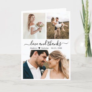 Tarjeta De Agradecimiento Elegante Boda del Collage de Caligrafía Gracias