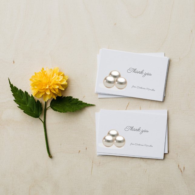 Tarjeta De Agradecimiento Elegante Boda del collar de la Perla (Subido por el creador)