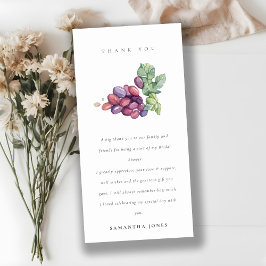 Tarjeta De Agradecimiento Elegante Boda del follaje de uva acuarela