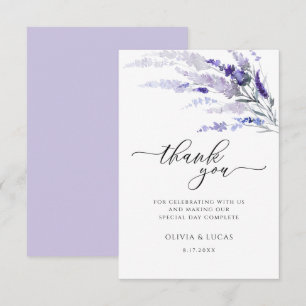 Tarjeta De Agradecimiento Elegante Boda del prado botánico floral de Lavanda