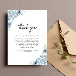 Tarjeta De Agradecimiento Elegante Boda Dusty Blue Floral