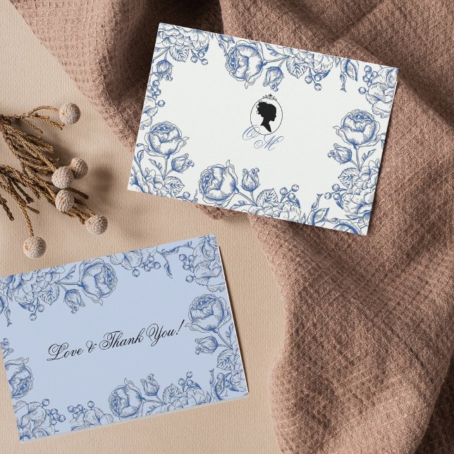 Tarjeta De Agradecimiento Elegante Boda Dusty Blue Floral (Subido por el creador)