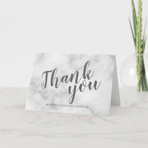 Tarjeta De Agradecimiento Elegante Boda elegante de mármol blanco gracias